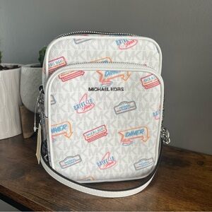 Michael Kors White Jet Set Travel Crossbody Bag